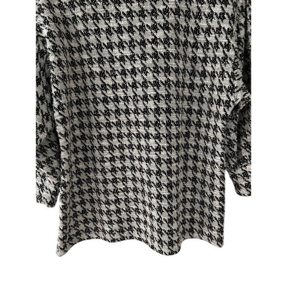 Ann Taylor Women’s Black White Houndstooth Pullover Top 3/4 Sleeve Mock Neck M - Picture 7 of 11